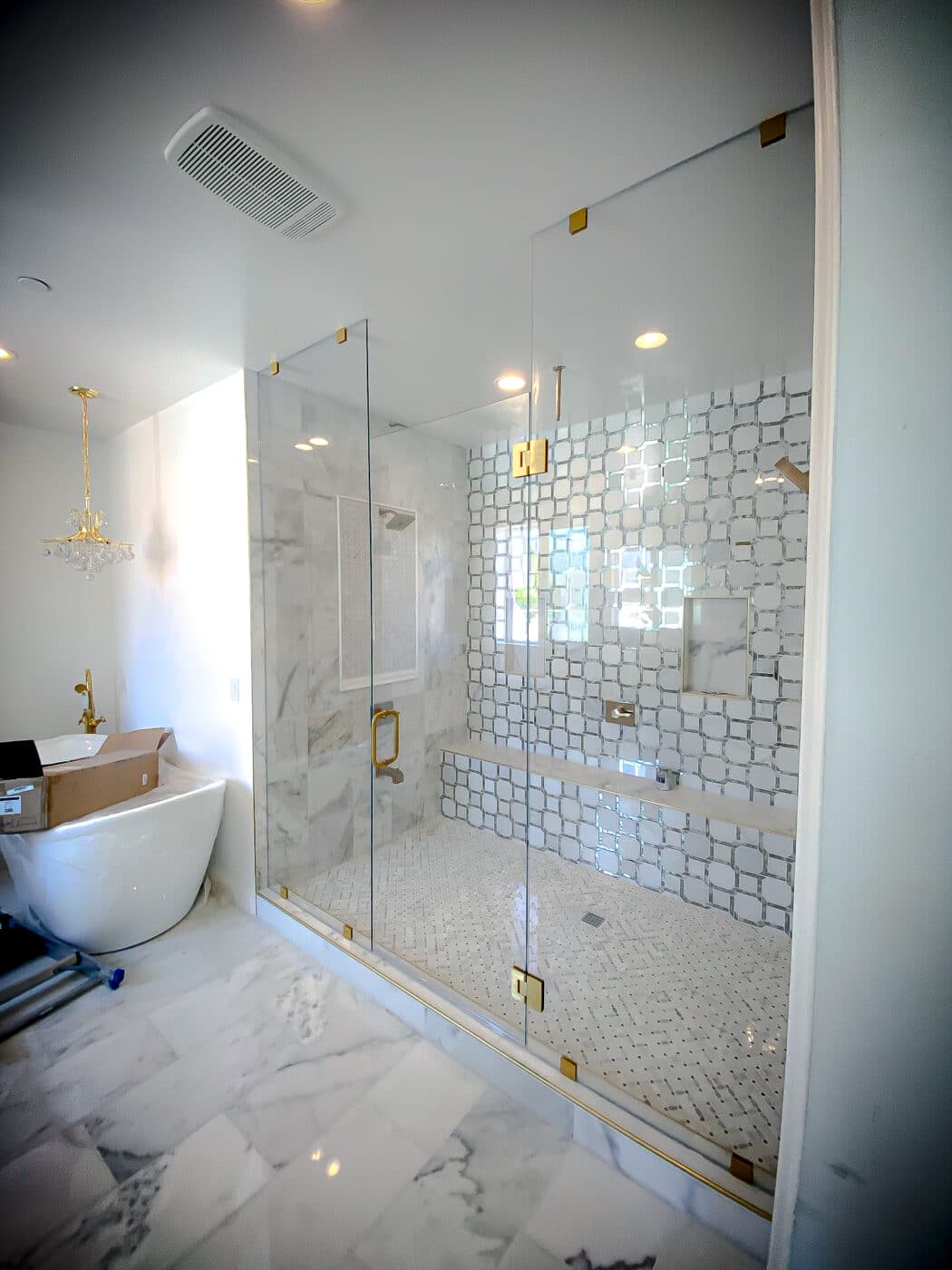 Hinged Frameless Shower Doors - Door Inline Showers