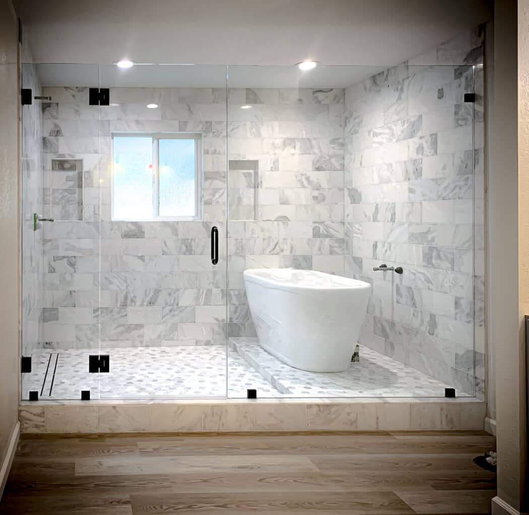 Hinged Frameless Shower Doors - Door Inline Showers