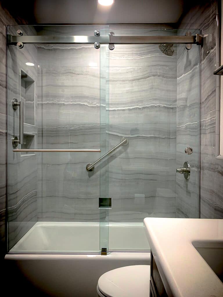 DuoVero Euro-Style Double Slide Frameless Shower Doors