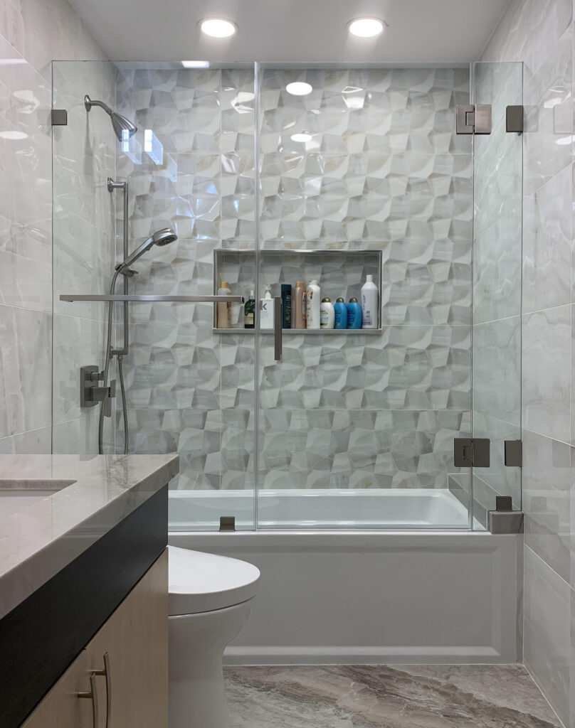 frameless shower doors on tub