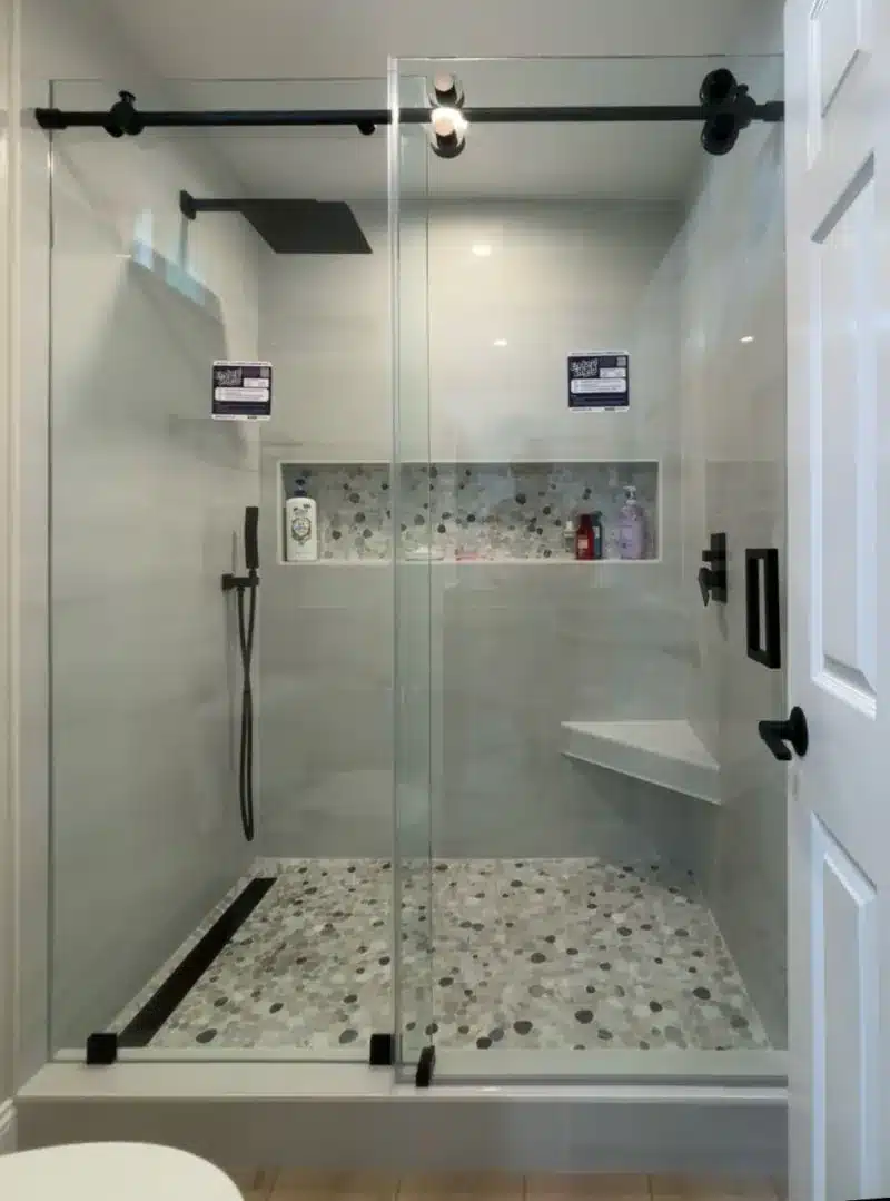 Matte black Euroglide frameless slider in San Clemente